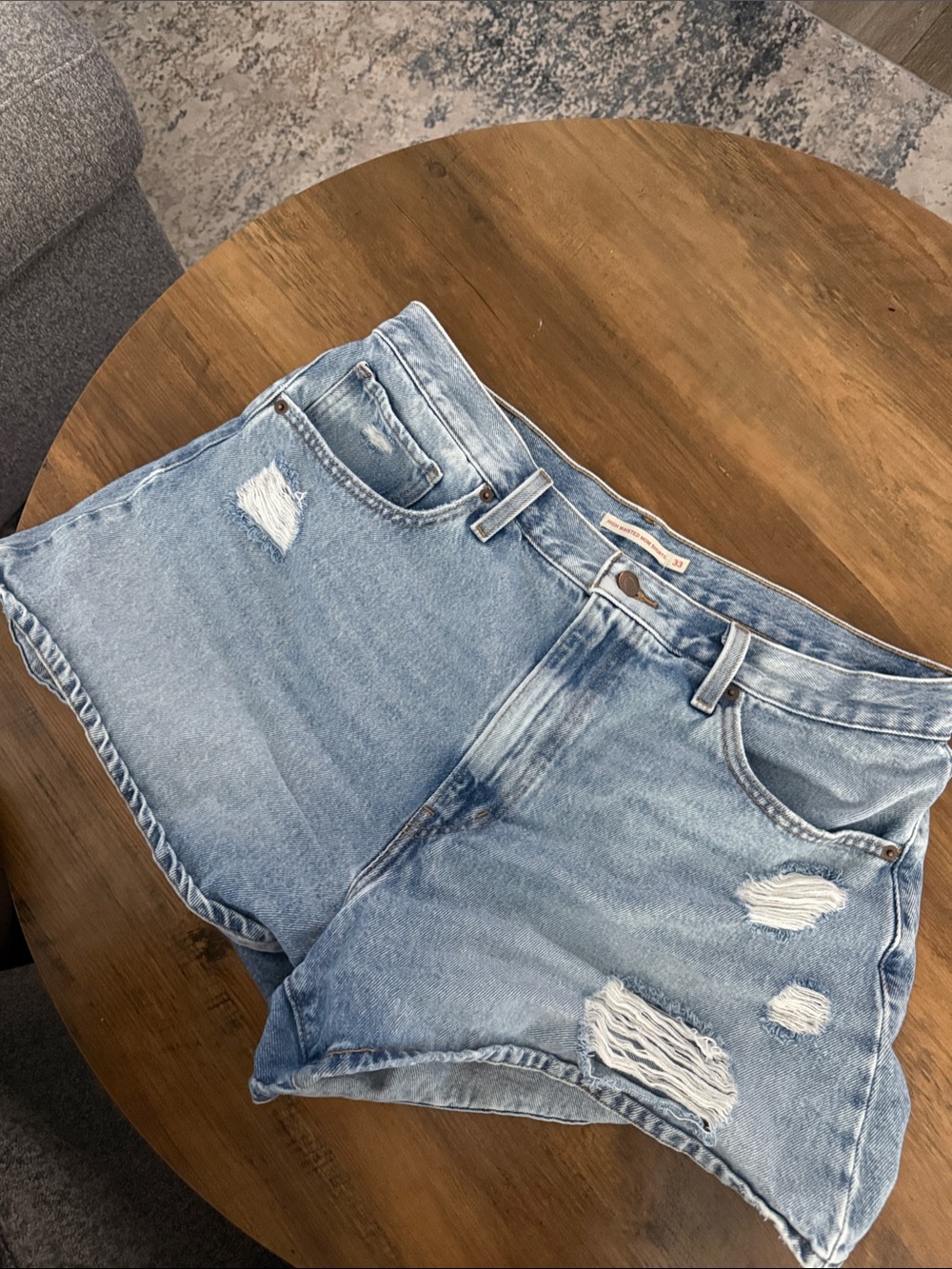 Levi's Light Blue Distressed Denim Cutoff Shorts